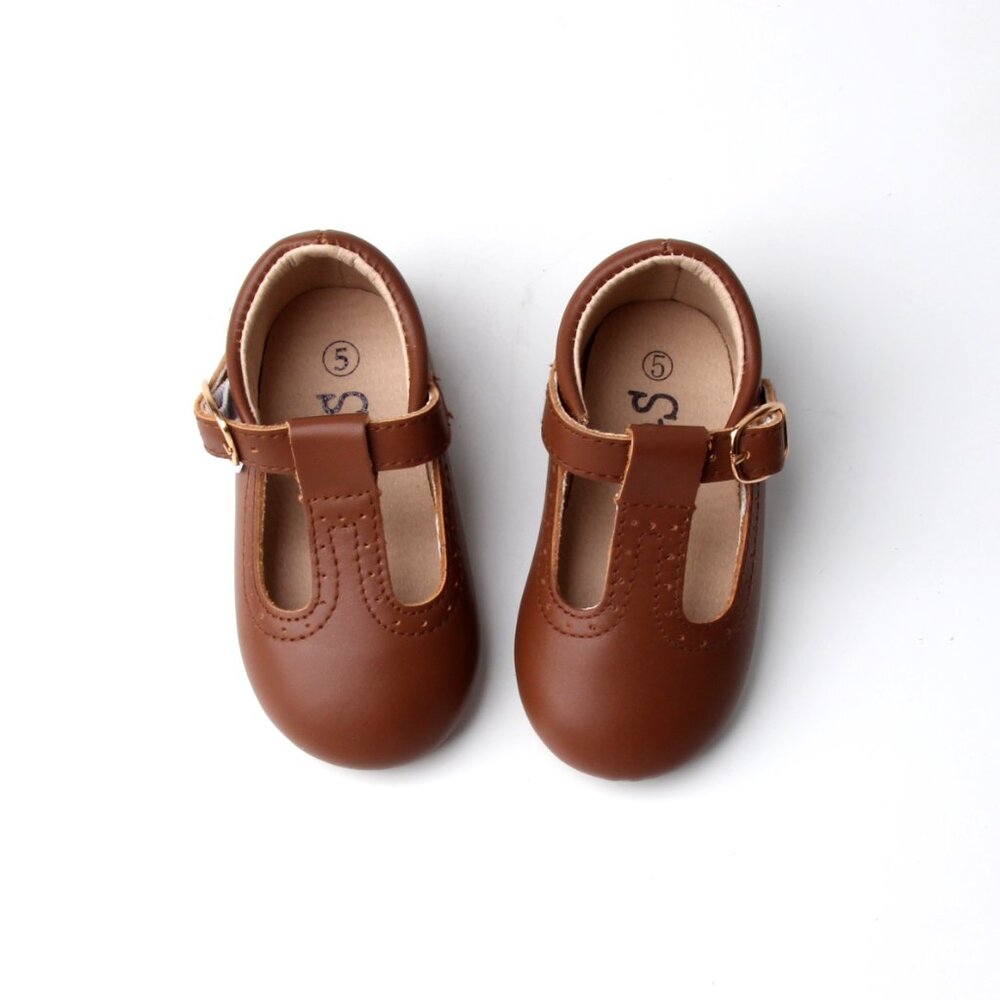 Hard-Sole Toddler Mary Jane Chocolate Brown Baby Shoes Toddler shoes sch…